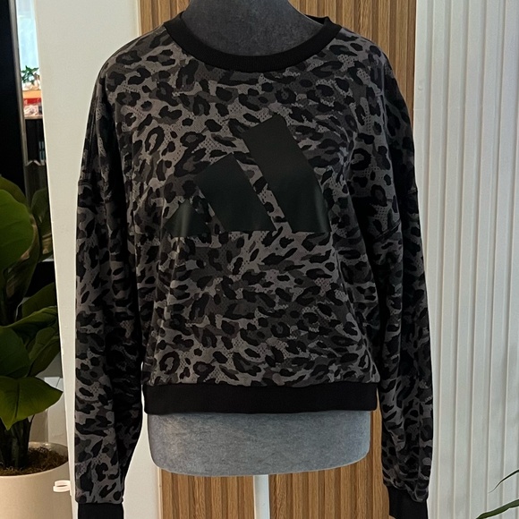 Women's Adidas Sportswear Leopard Print Sweatshirt (Small) - Picture 3 of 7